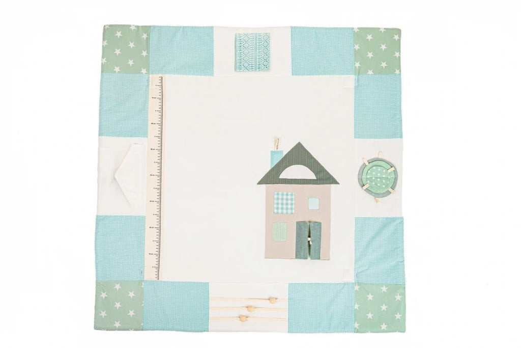 GOTS Organic Activity Mat & Arches 120×120 cm for Babies (0–18m) - Mint Green - Tiny Tugz™