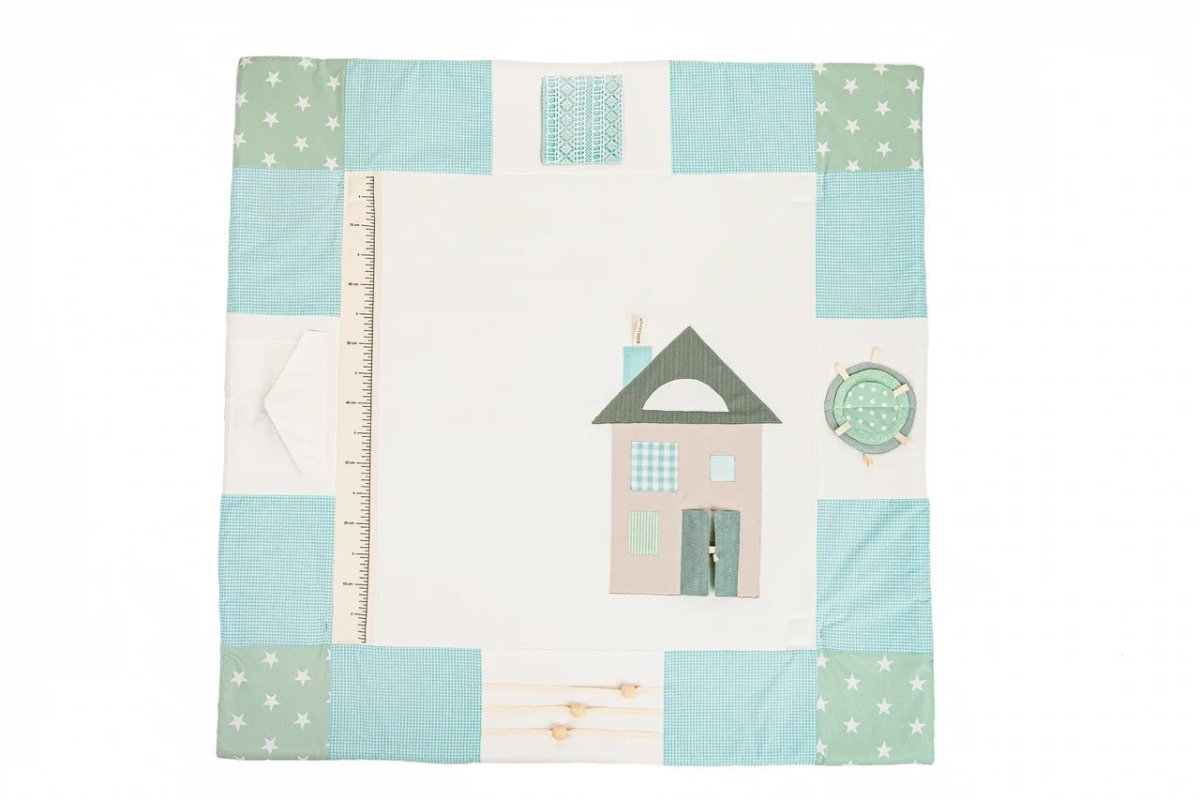 GOTS Organic Activity Mat & Arches 120×120 cm for Babies (0–18m) - Mint Green - Tiny Tugz™
