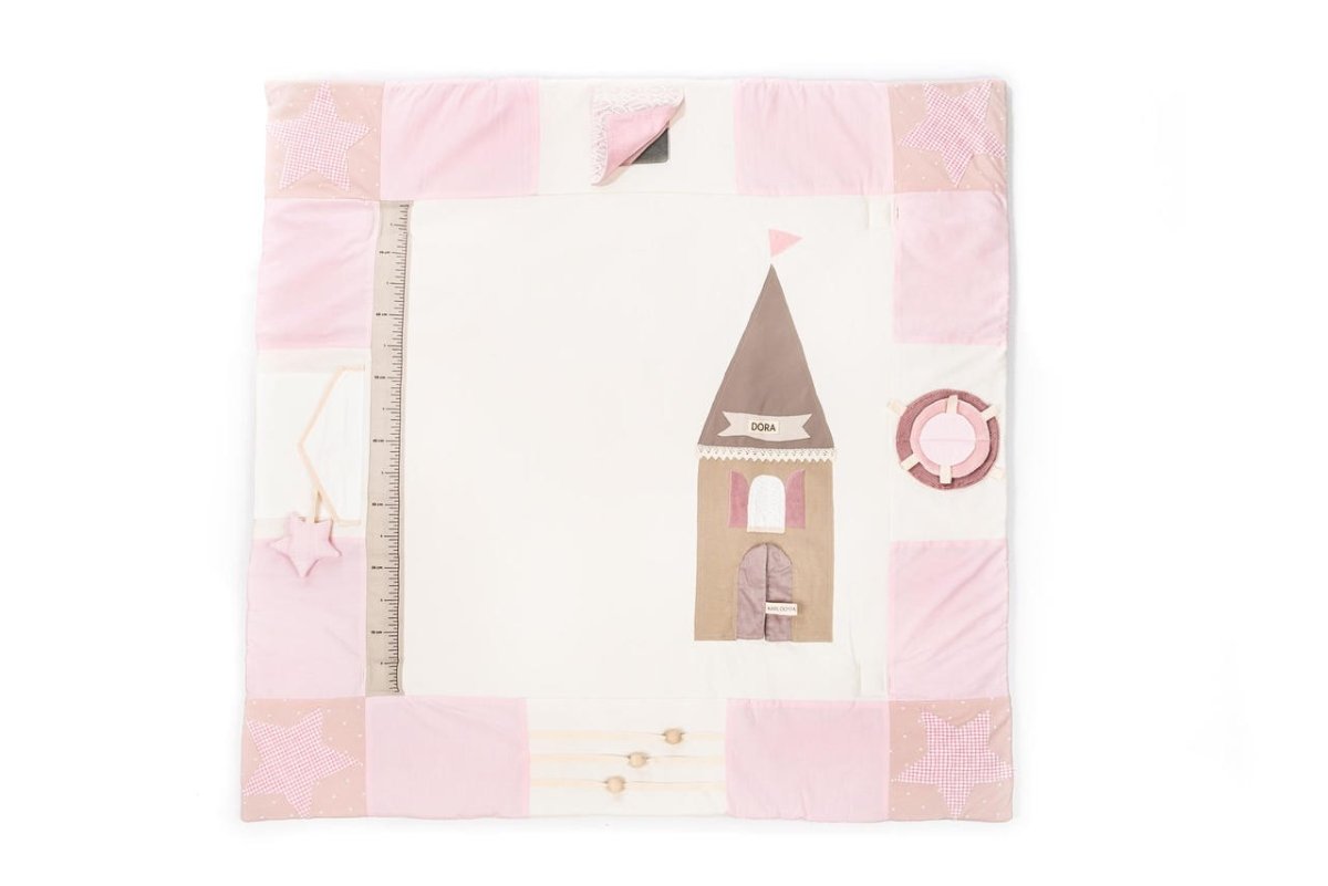 GOTS Organic Activity Mat & Arches 120×120 cm for Babies (0–18m) - Pink - Tiny Tugz™