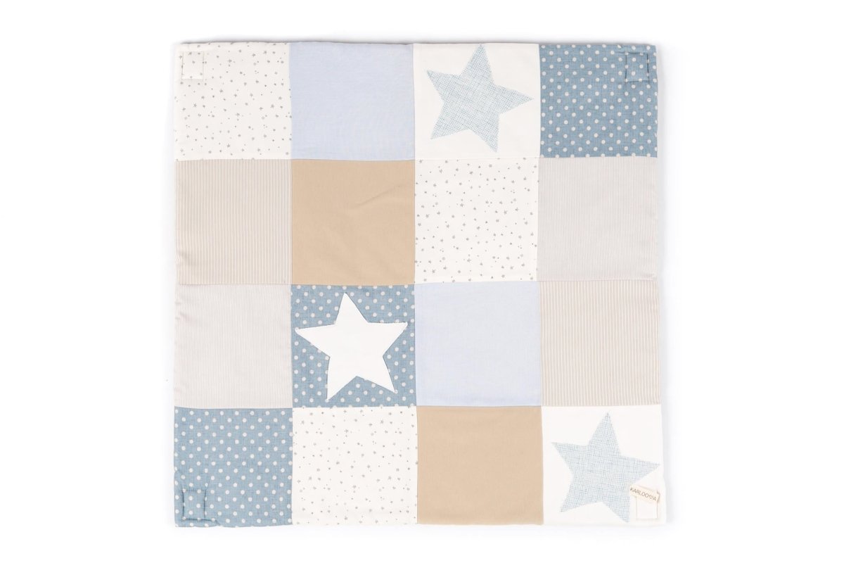 GOTS Organic Activity Mat & Arches 80×80 cm for Babies (0–18m) - Blue - Tiny Tugz™
