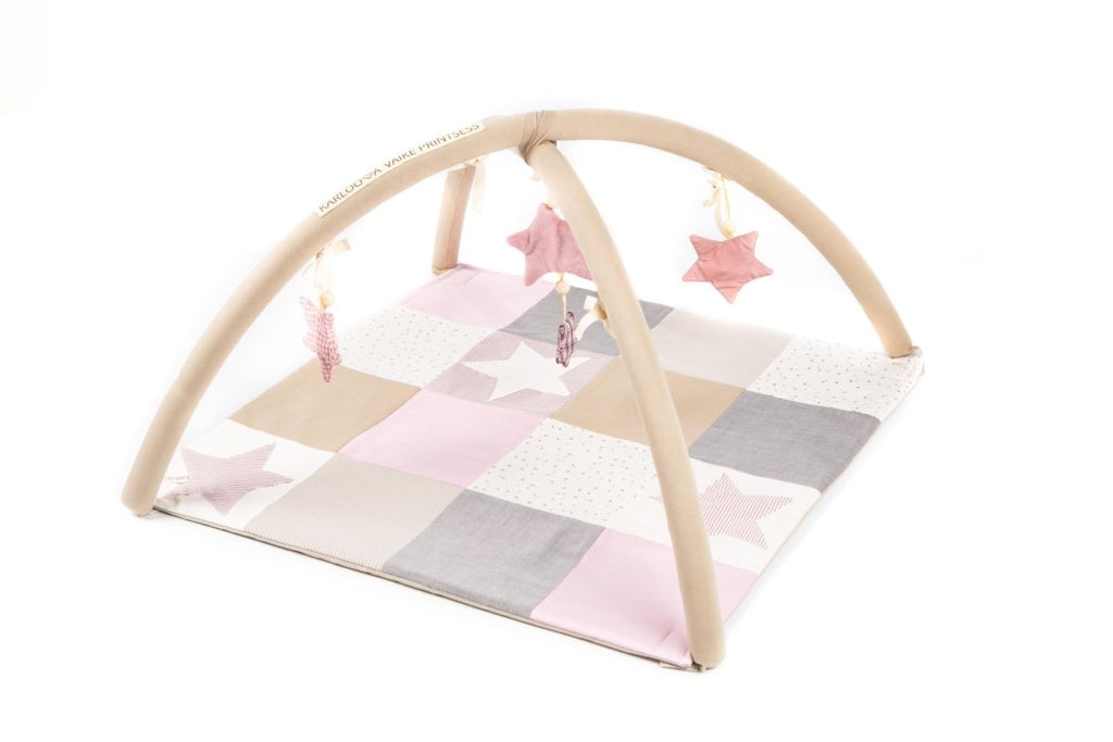 GOTS Organic Activity Mat & Arches 80×80 cm for Babies (0–18m) - Pink - Tiny Tugz™