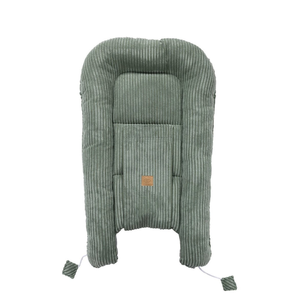 Green Baby Sleep Cocoon Nest, Ribbed Corduroy & Cotton Lining (0-6m) - Tiny Tugz™