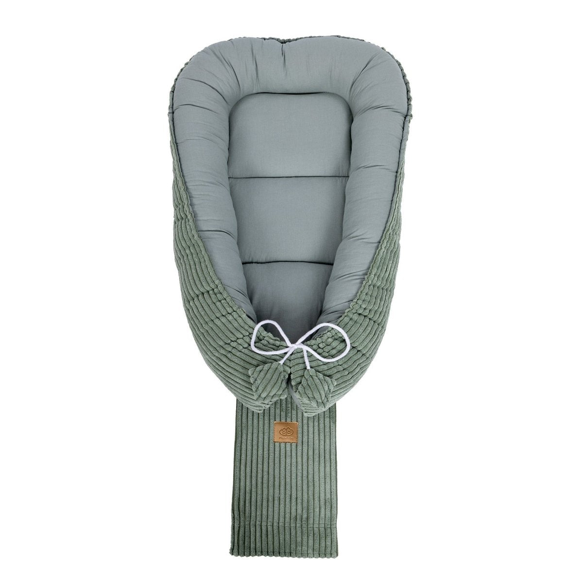 Green Baby Sleep Cocoon Nest, Ribbed Corduroy & Cotton Lining (0-6m) - Tiny Tugz™