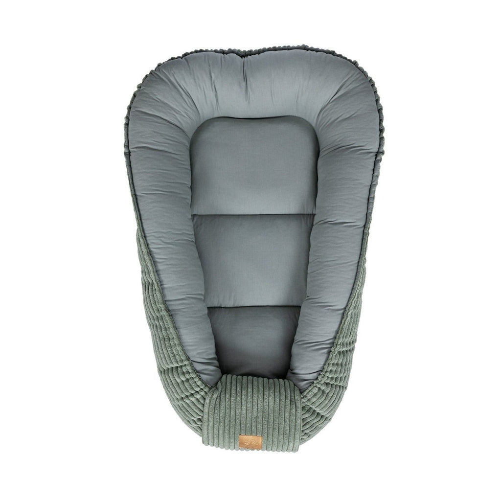 Green Baby Sleep Cocoon Nest, Ribbed Corduroy & Cotton Lining (0-6m) - Tiny Tugz™