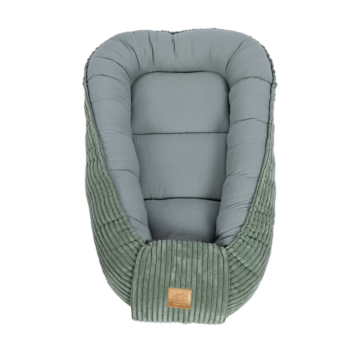 Green Baby Sleep Cocoon Nest, Ribbed Corduroy & Cotton Lining (0-6m) - Tiny Tugz™