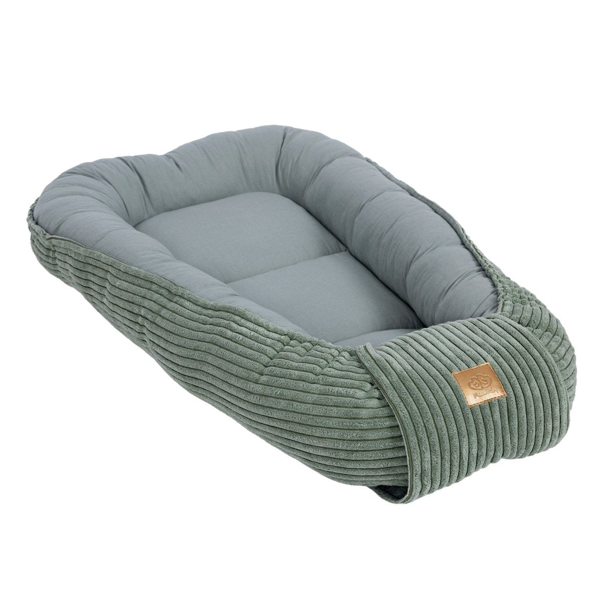 Green Baby Sleep Cocoon Nest, Ribbed Corduroy & Cotton Lining (0-6m) - Tiny Tugz™