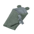 Green Baby Swaddle Wrap with Bear Ears, Ribbed Corduroy & Cotton Lining - Tiny Tugz™