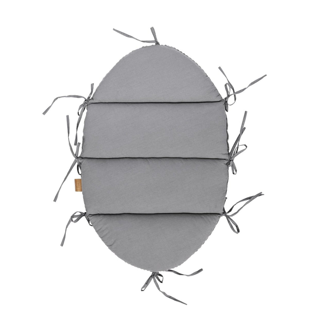 Grey Baby Nest with Braided Bumper & Play Mat, Ribbed Corduroy & Cotton Lining - Tiny Tugz™