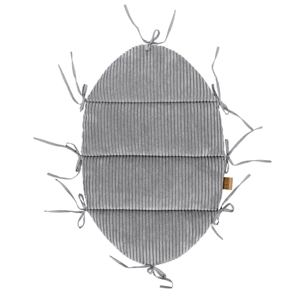 Grey Baby Nest with Braided Bumper & Play Mat, Ribbed Corduroy & Cotton Lining - Tiny Tugz™