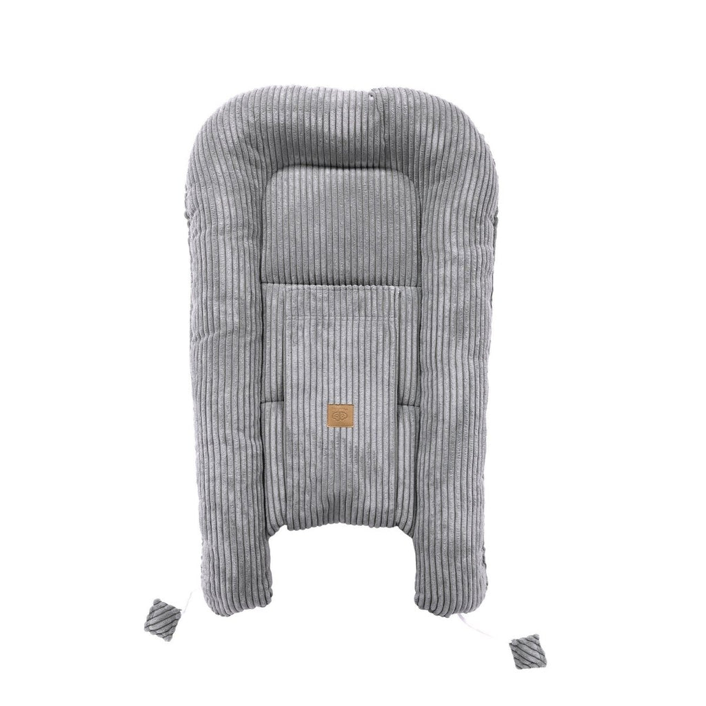 Grey Baby Sleep Cocoon Nest, Ribbed Corduroy & Cotton Lining (0-6m) - Tiny Tugz™