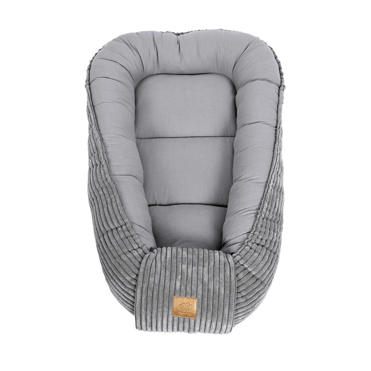 Grey Baby Sleep Cocoon Nest, Ribbed Corduroy & Cotton Lining (0-6m) - Tiny Tugz™