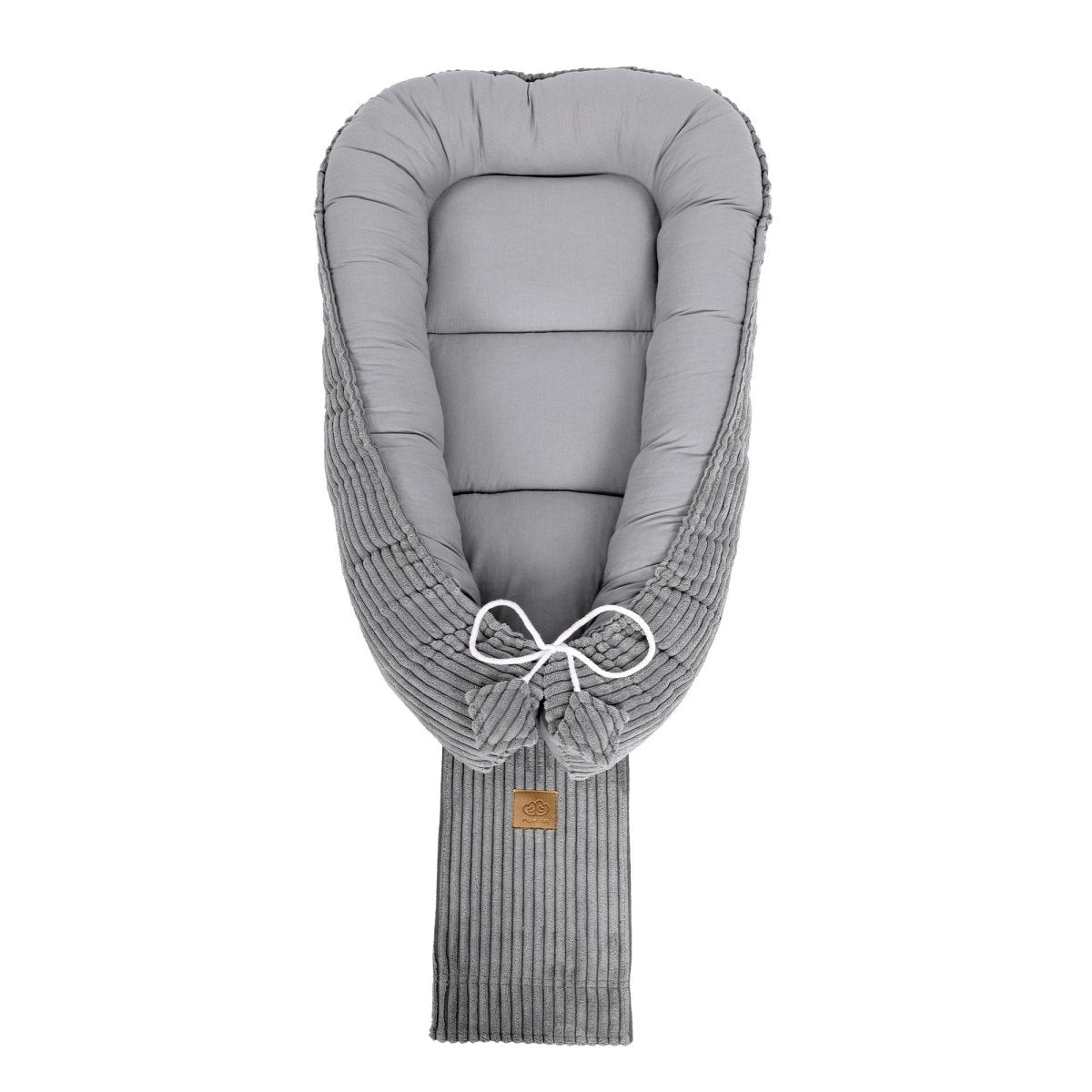 Grey Baby Sleep Cocoon Nest, Ribbed Corduroy & Cotton Lining (0-6m) - Tiny Tugz™