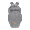 Grey Baby Swaddle with Bear Ears, Ribbed Corduroy & Cotton Lining - Tiny Tugz™