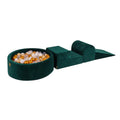 Grey Velvet Foam Play Set with Ball Pit, 4-Piece (1–3y) – Mint, Grey & White Balls - Tiny Tugz™