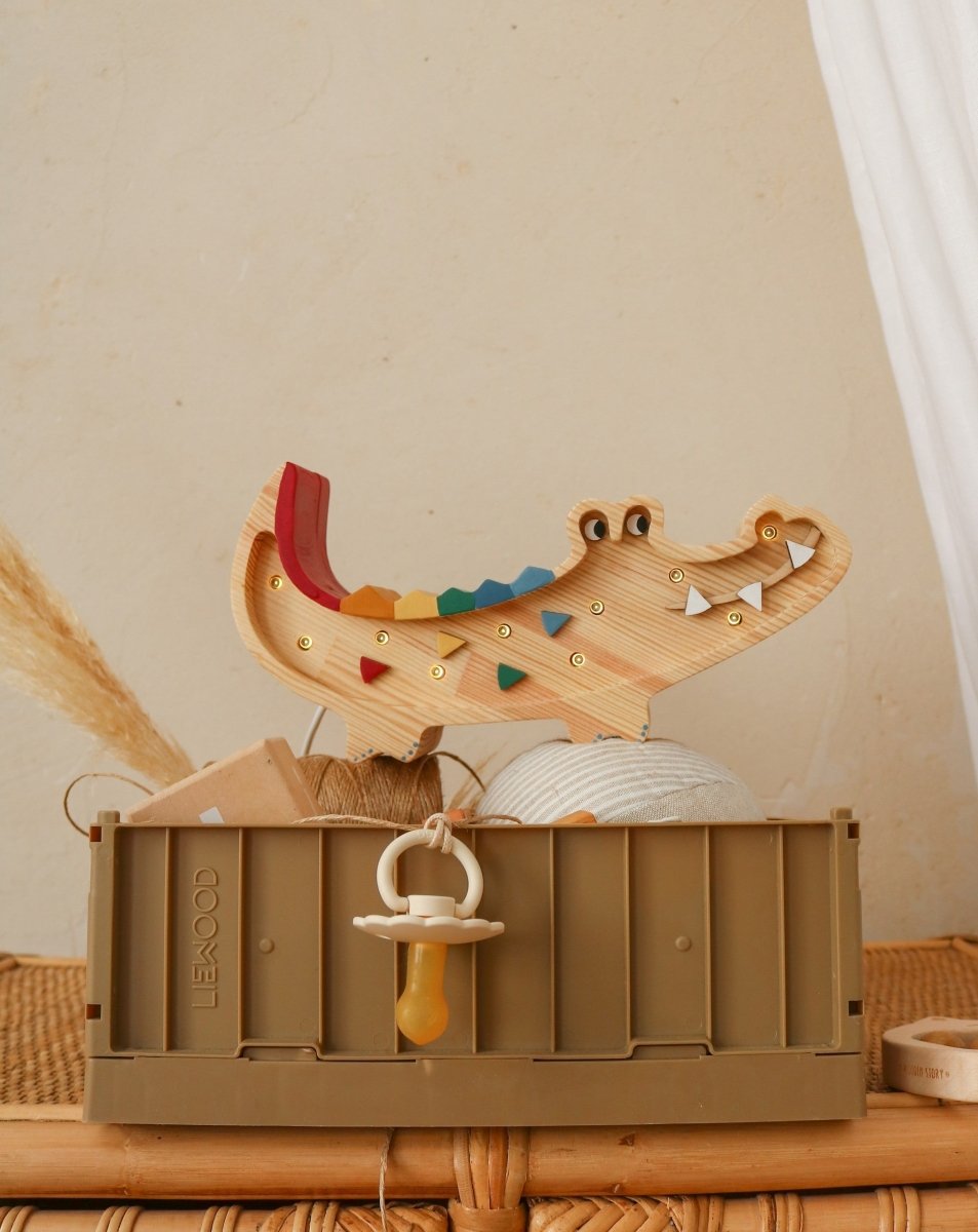 Handmade Mini Wooden Night Light (Crocodile) - Tiny Tugz™