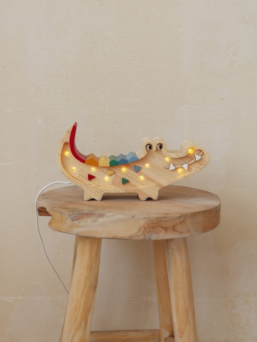 Handmade Mini Wooden Night Light (Crocodile) - Tiny Tugz™