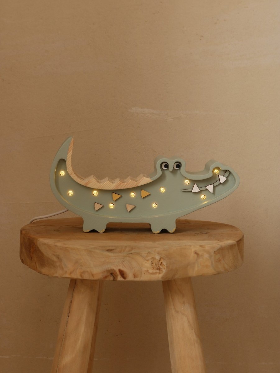 Handmade Mini Wooden Night Light (Crocodile) - Tiny Tugz™
