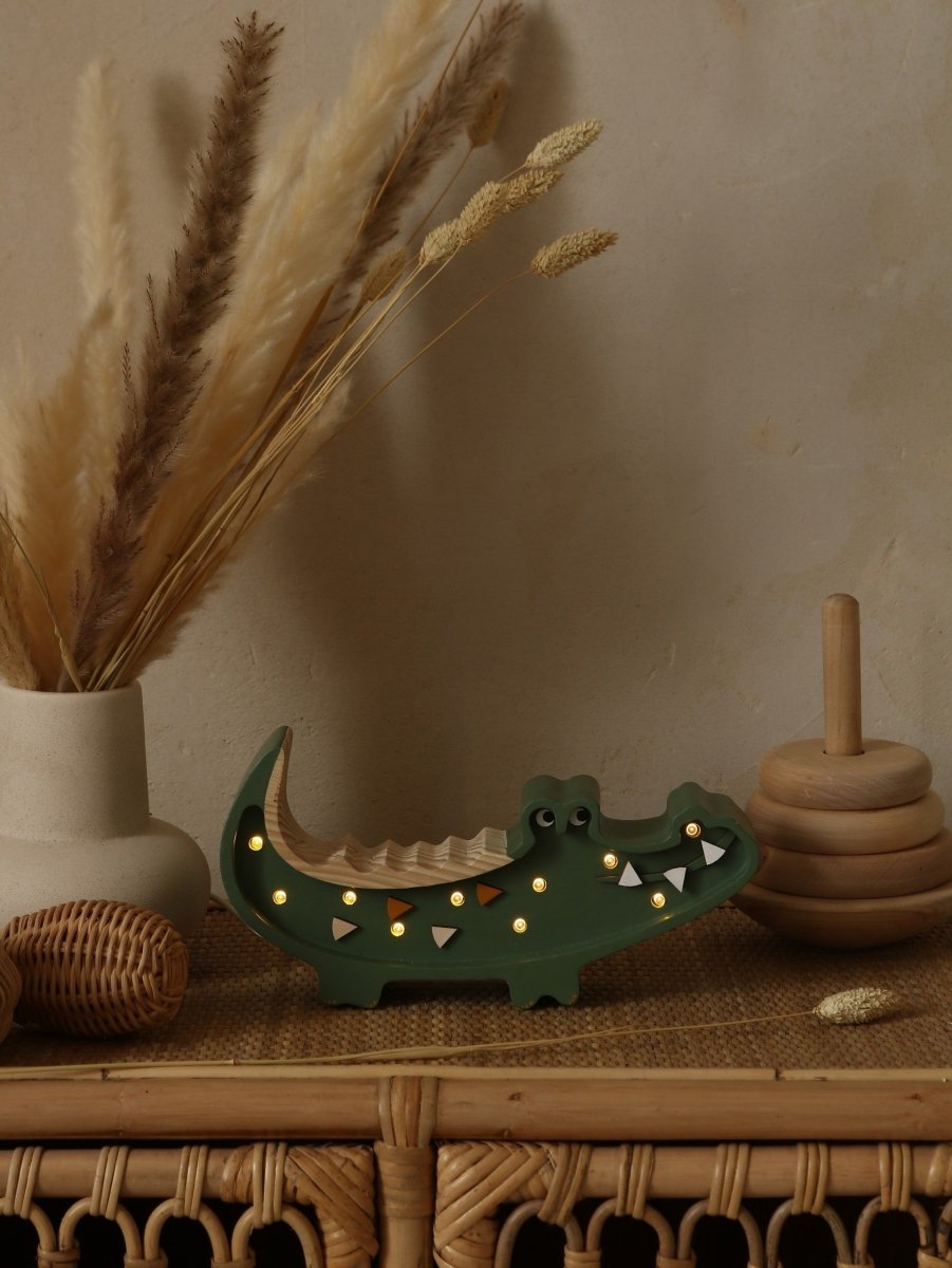 Handmade Mini Wooden Night Light (Crocodile) - Tiny Tugz™