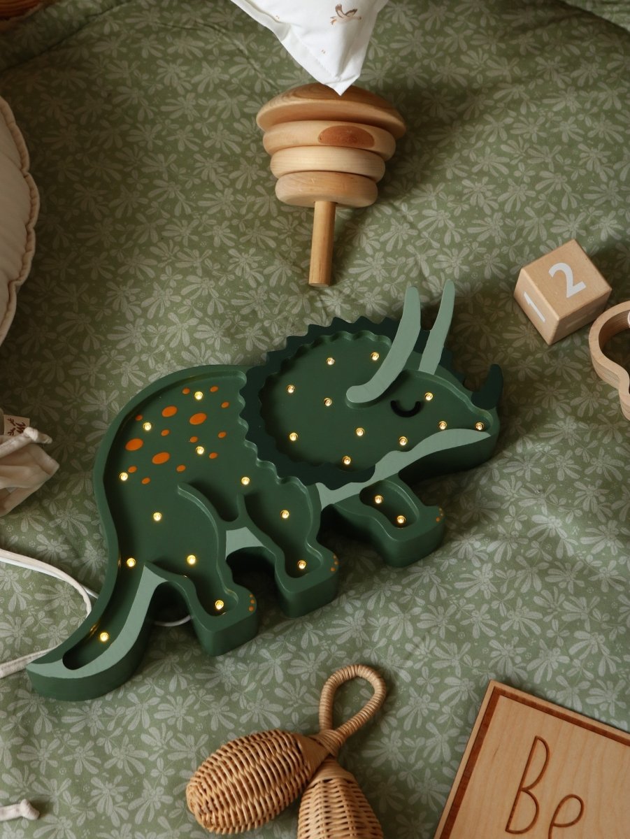 Handmade Wooden Night Light (Dino Triceratops) - Tiny Tugz™