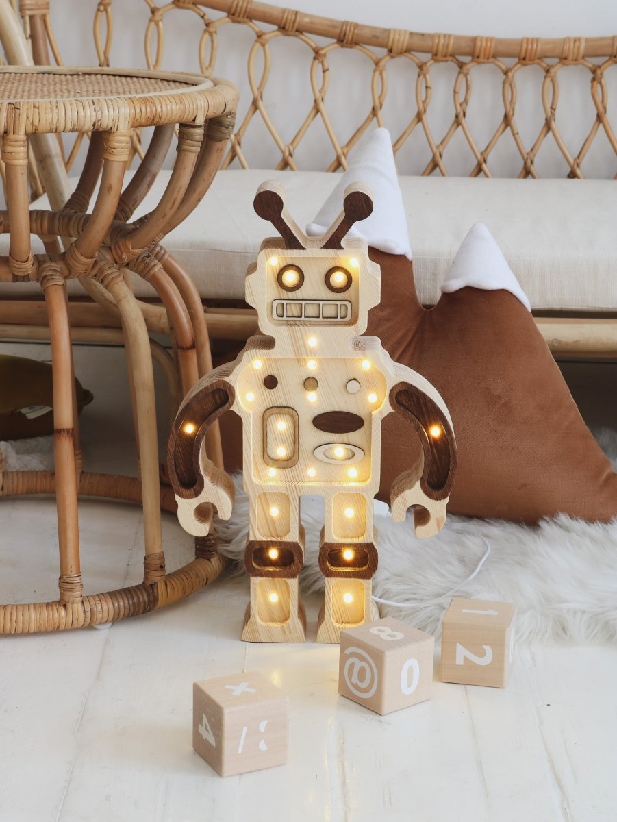 Handmade Wooden Night Light (Robot) - Tiny Tugz™