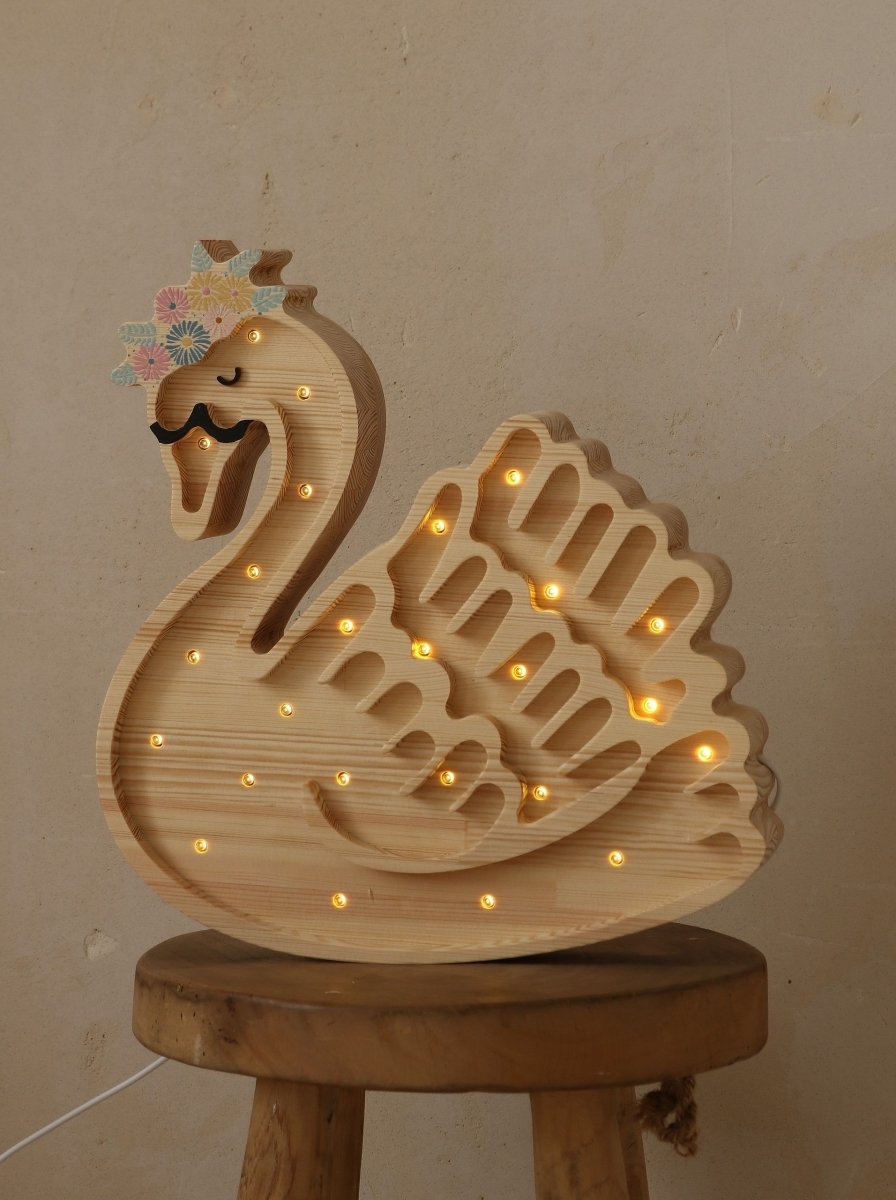 Handmade Wooden Night Light (Swan) - Tiny Tugz™