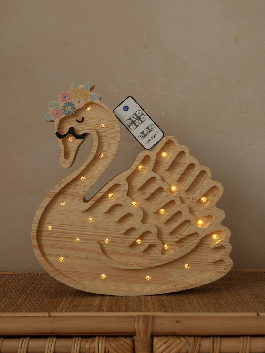 Handmade Wooden Night Light (Swan) - Tiny Tugz™