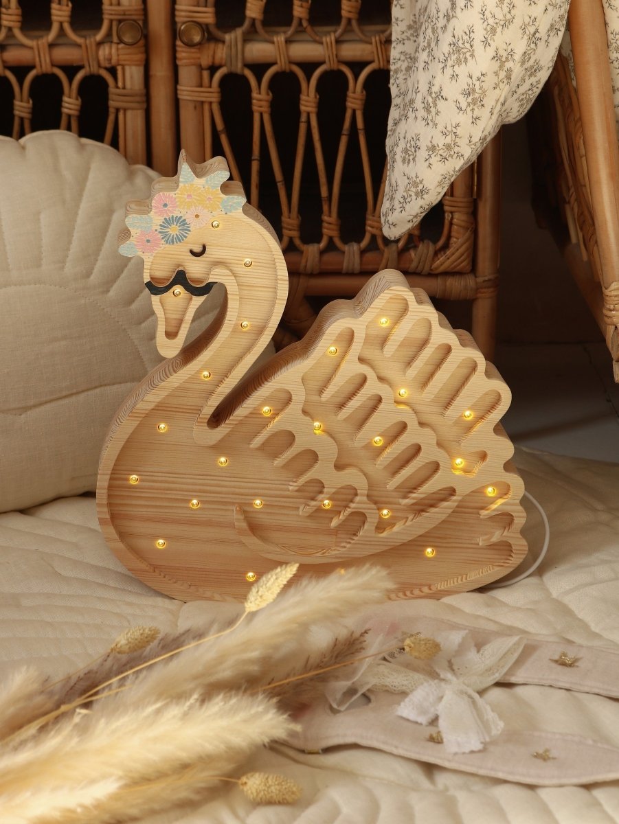 Handmade Wooden Night Light (Swan) - Tiny Tugz™