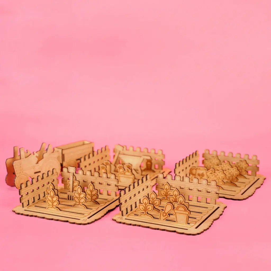 Harvest Time - Colour-Your-Own Wooden Farm Play Set - Tiny Tugz™