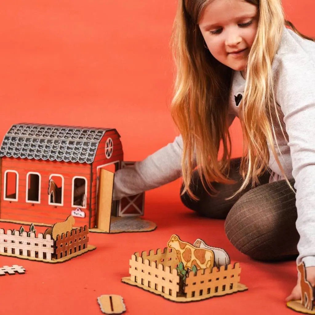 Harvest Time - Colour-Your-Own Wooden Farm Play Set - Tiny Tugz™