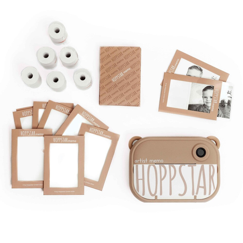 Hoppstar Artist Memo – instant black-and-white photo prints ready to color, ages 5+