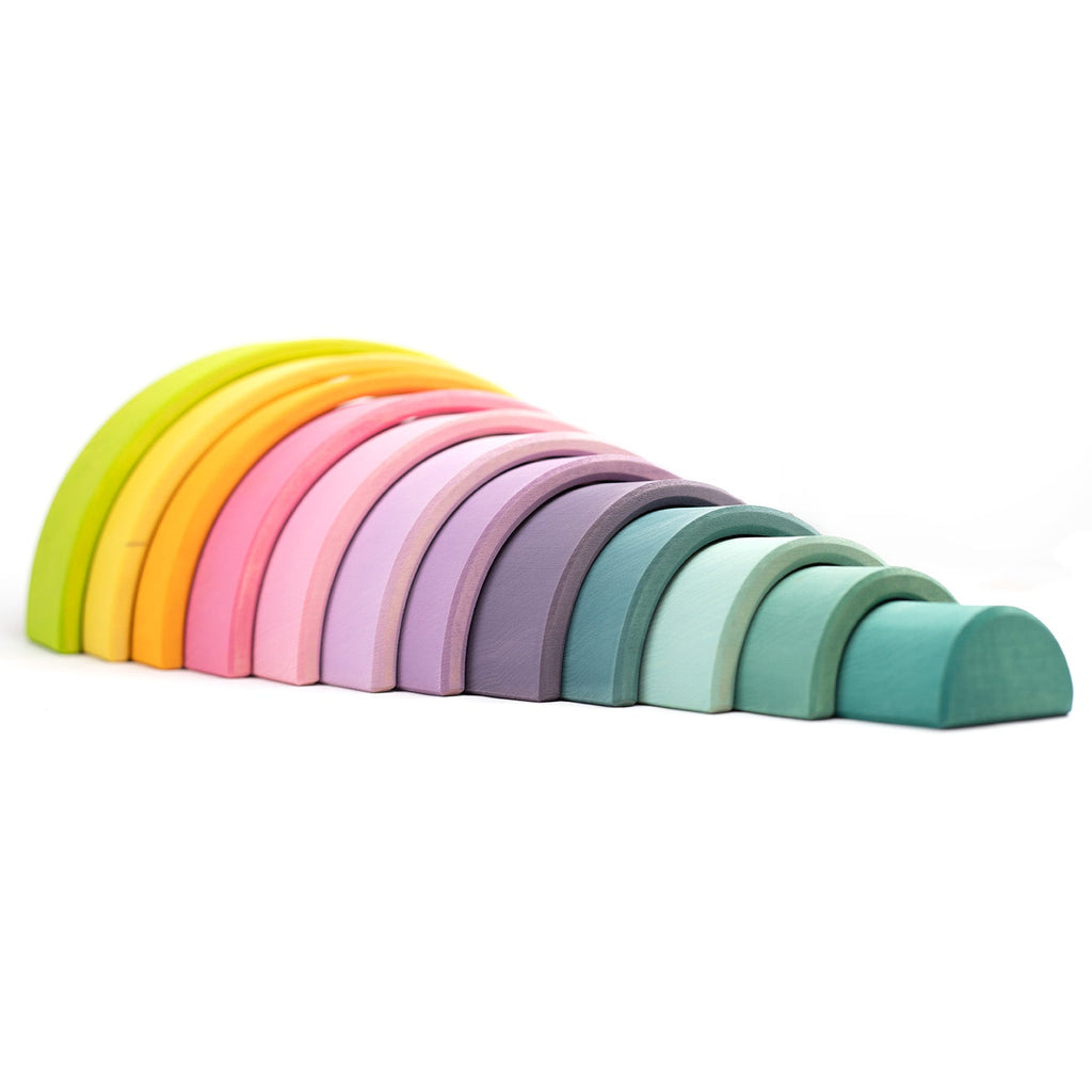 Wooden Toy Stacker - Pastel Rainbow Stacker, Large - Montessori Open-Ended Toy