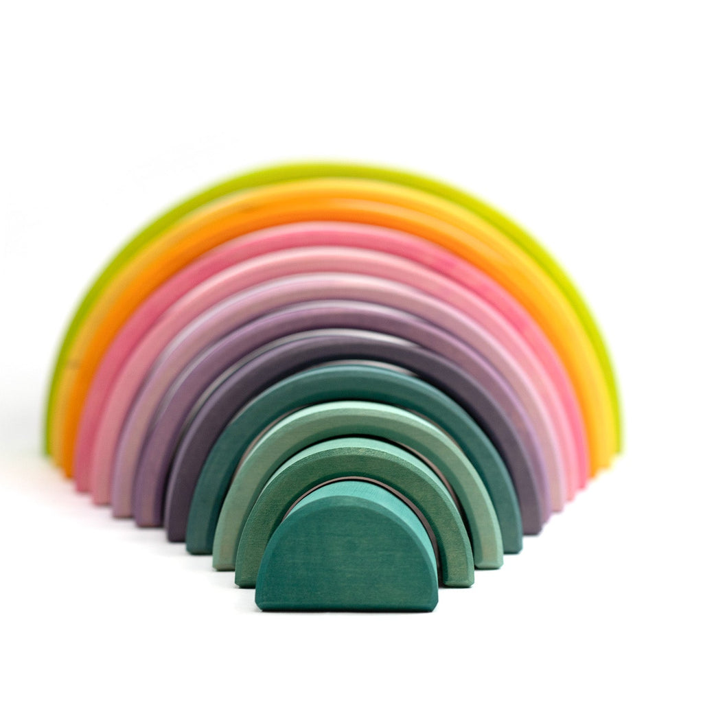 Wooden Toy Stacker - Pastel Rainbow Stacker, Large - Montessori Open-Ended Toy