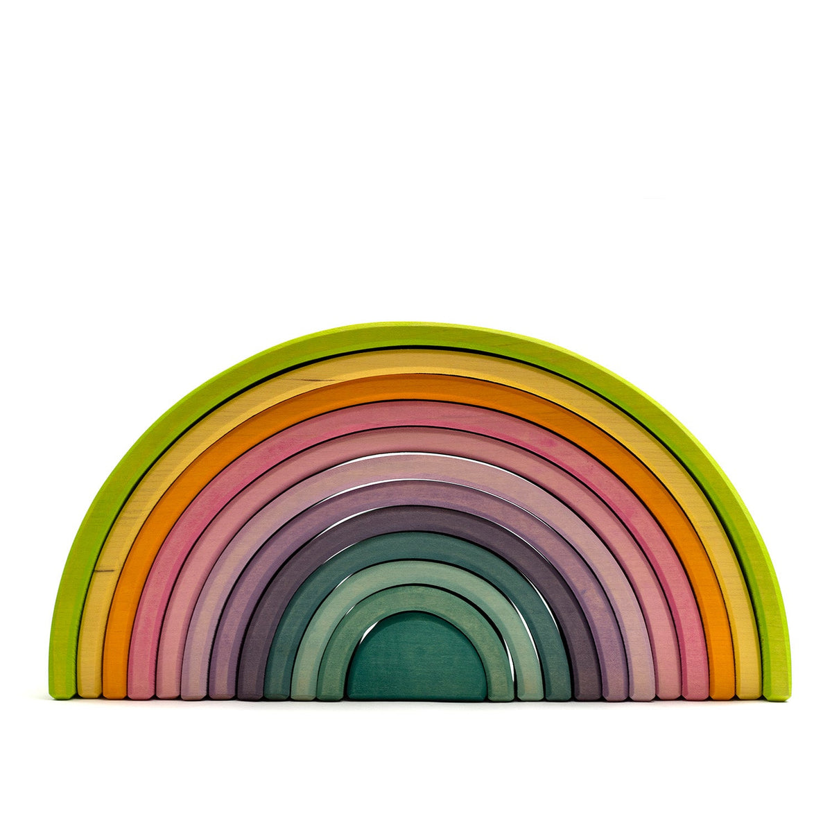 Wooden Toy Stacker - Pastel Rainbow Stacker, Large - Montessori Open-Ended Toy