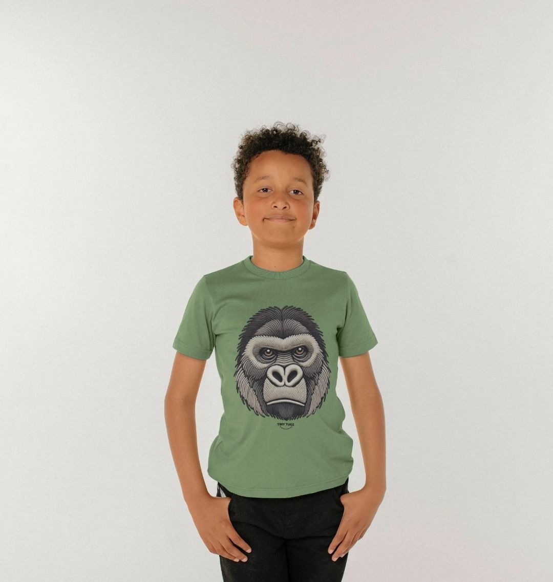 Organic Cotton Kids’ T-Shirt – Embroidery Gorilla Design