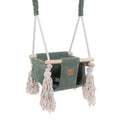 Indoor Baby Swing with Square Backrest - Ribbed Corduroy & Wood, from 6 Months (Olive Green) - Tiny Tugz™
