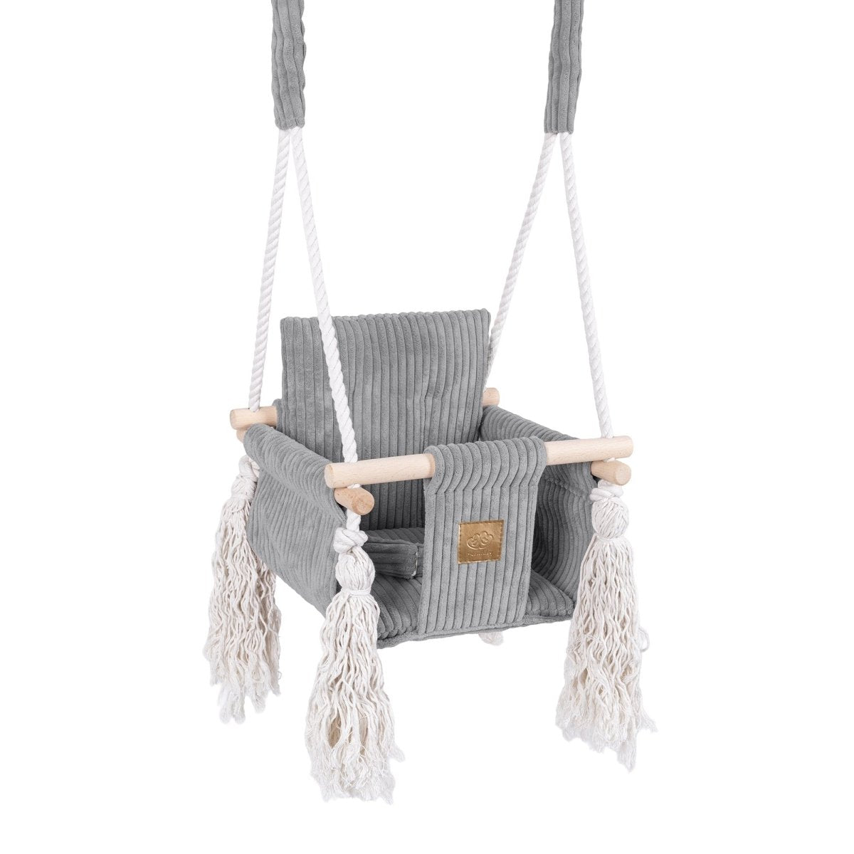 Indoor Baby Swing with Square Ribbed Corduroy Backrest (Grey) - Tiny Tugz™