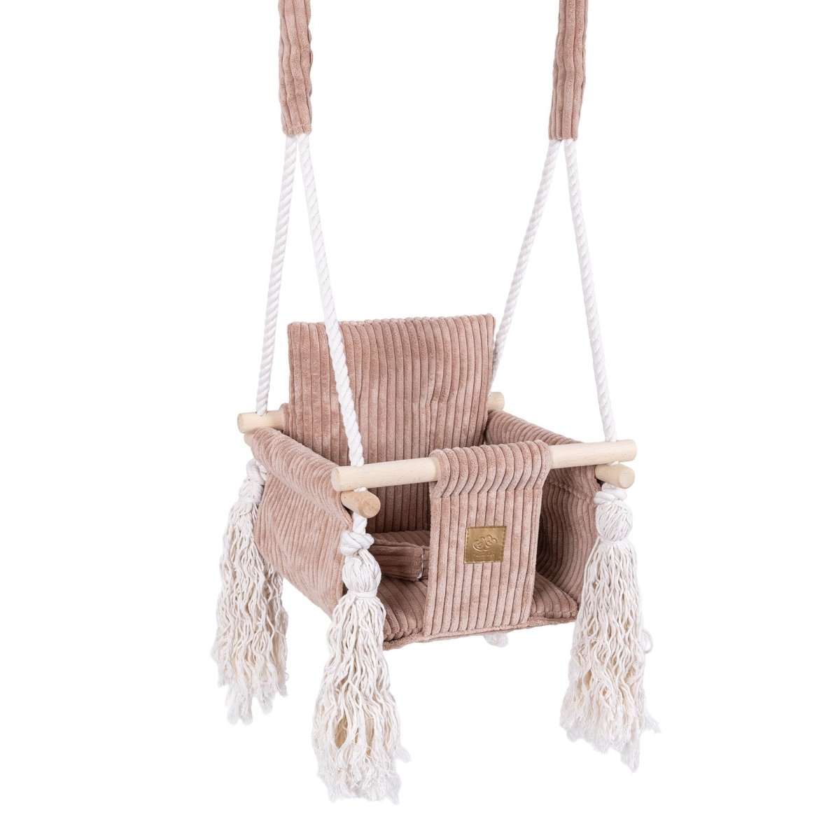 Indoor Baby Swing with Square Ribbed Corduroy Backrest (Powder Pink) - Tiny Tugz™