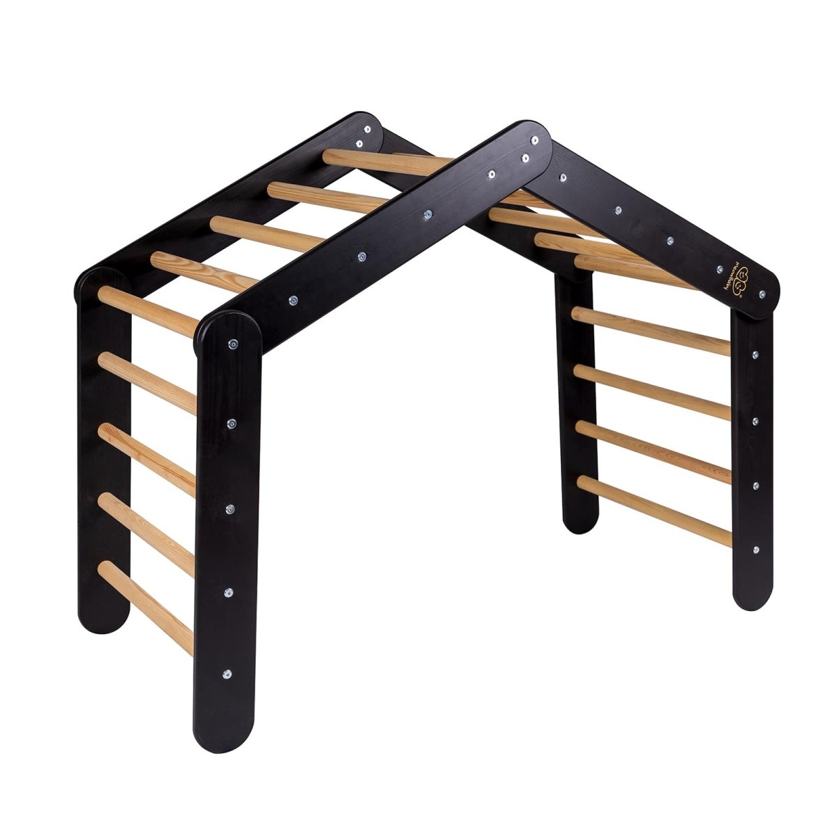 Indoor Large Wooden Montessori Climbing Ladder for Kids – Foldable Birch Plywood Frame (Black) - Tiny Tugz™