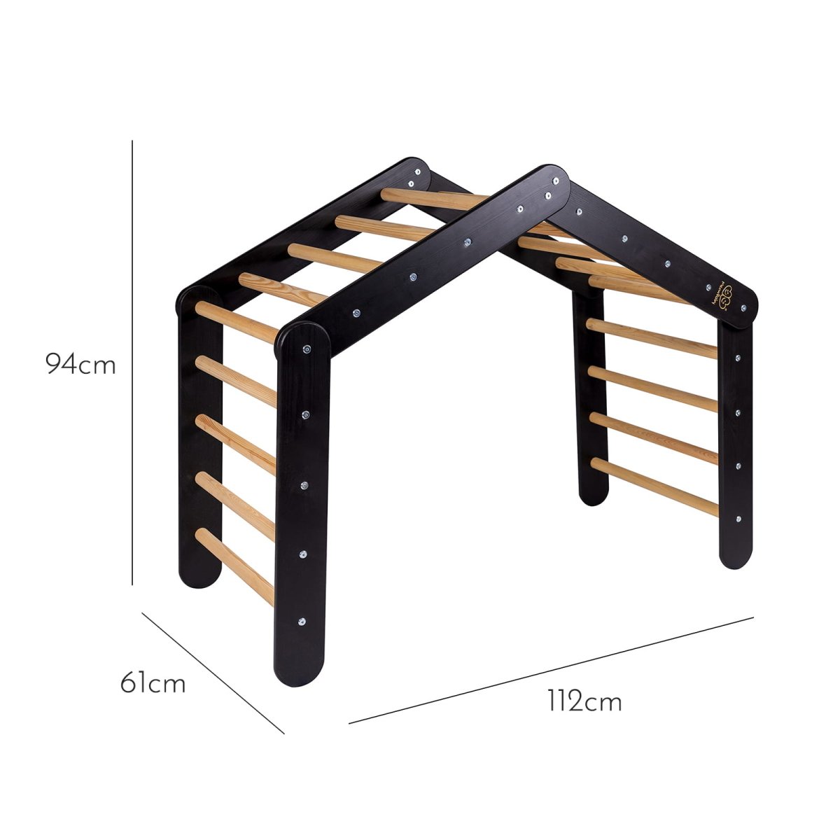 Indoor Large Wooden Montessori Climbing Ladder for Kids – Foldable Birch Plywood Frame (Black) - Tiny Tugz™