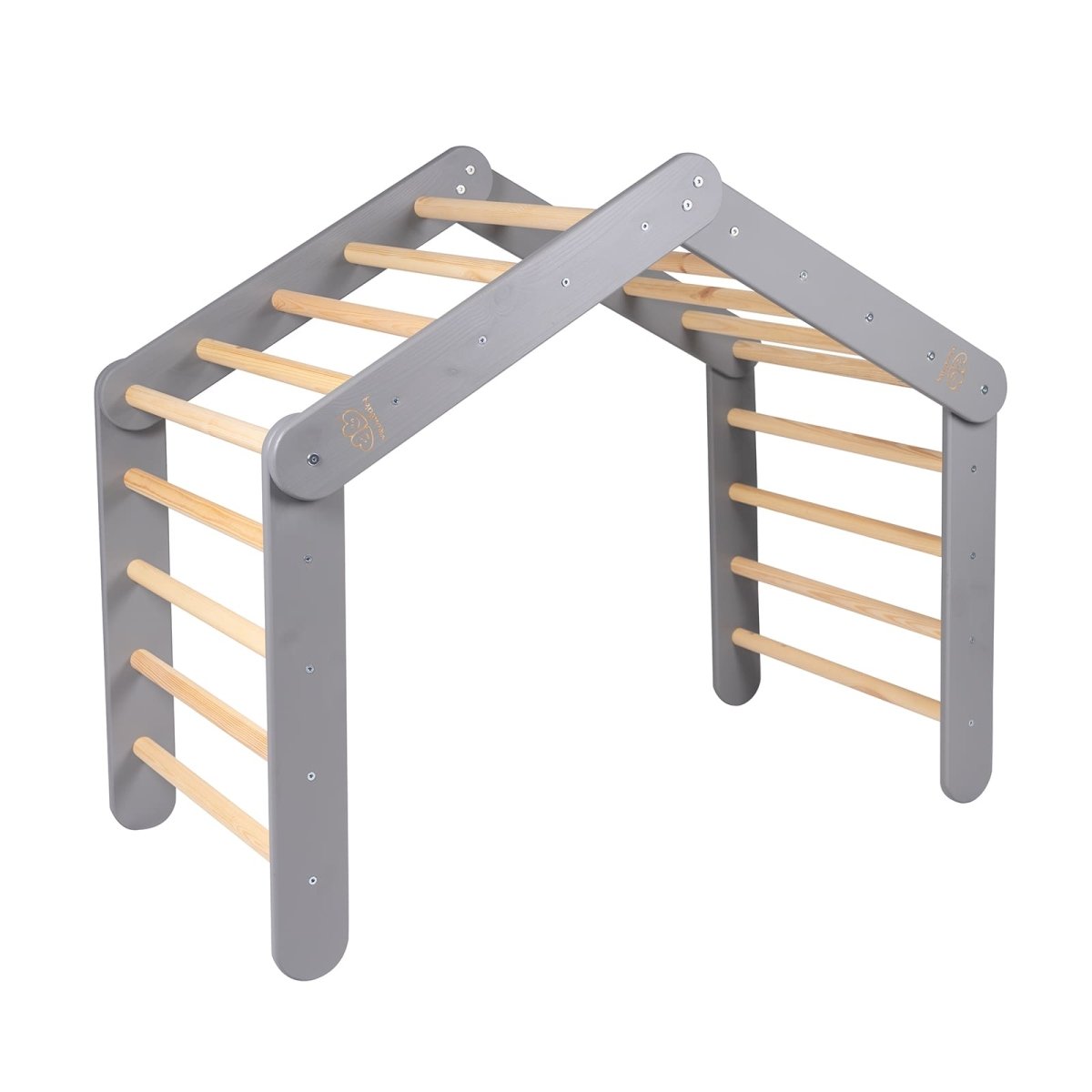 Indoor Large Wooden Montessori Climbing Ladder for Kids – Foldable Birch Plywood Frame (Grey) - Tiny Tugz™
