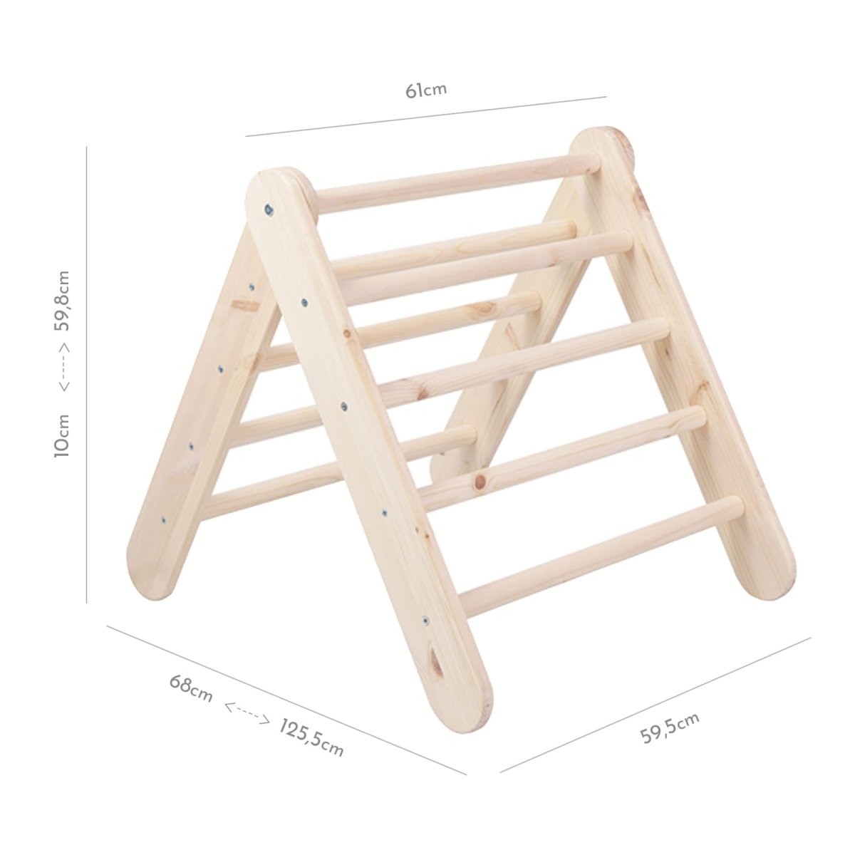 Indoor Large Wooden Montessori Climbing Ladder for Kids – Foldable Birch Plywood Frame (Natural Wood) - Tiny Tugz™