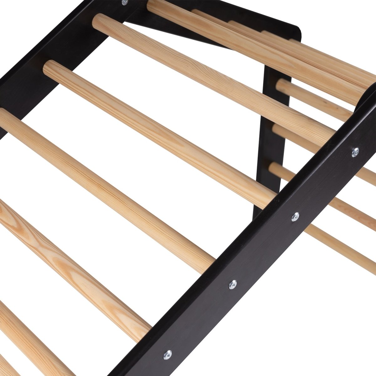 Indoor Large Wooden Montessori Climbing Ladder with Tent Cover for Kids (Blue-Grey) – Foldable Birch Plywood Frame (Black) - Tiny Tugz™
