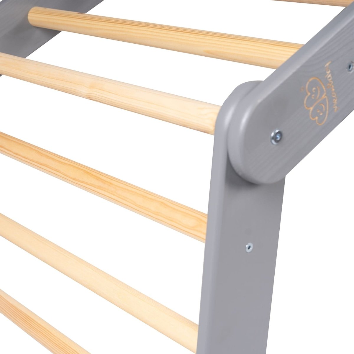 Indoor Large Wooden Montessori Climbing Ladder with Tent Cover for Kids (Blue-Grey) – Foldable Birch Plywood Frame (Grey) - Tiny Tugz™