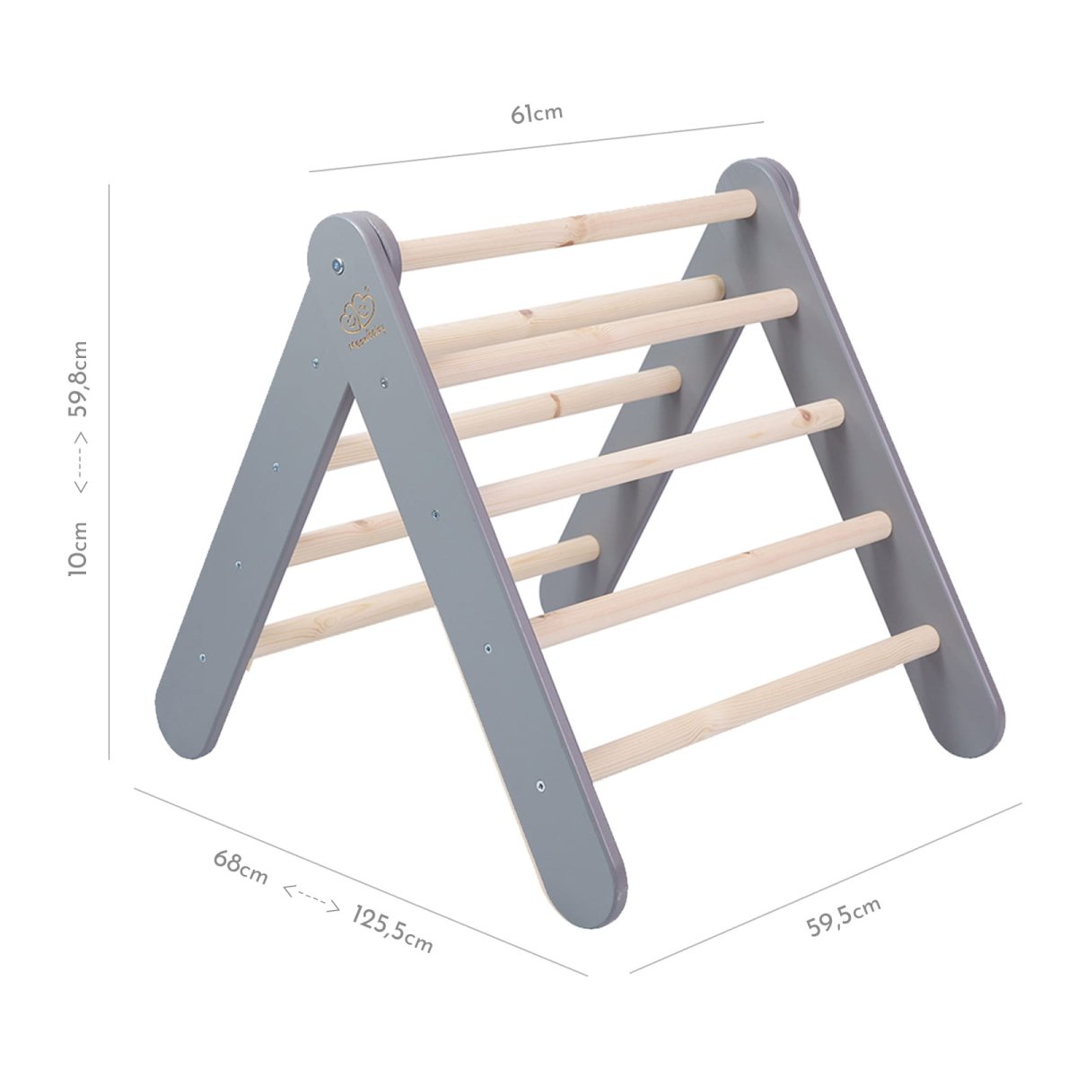 Indoor Large Wooden Montessori Climbing Ladder with Tent Cover for Kids (Blue-Grey) – Foldable Birch Plywood Frame (Grey) - Tiny Tugz™