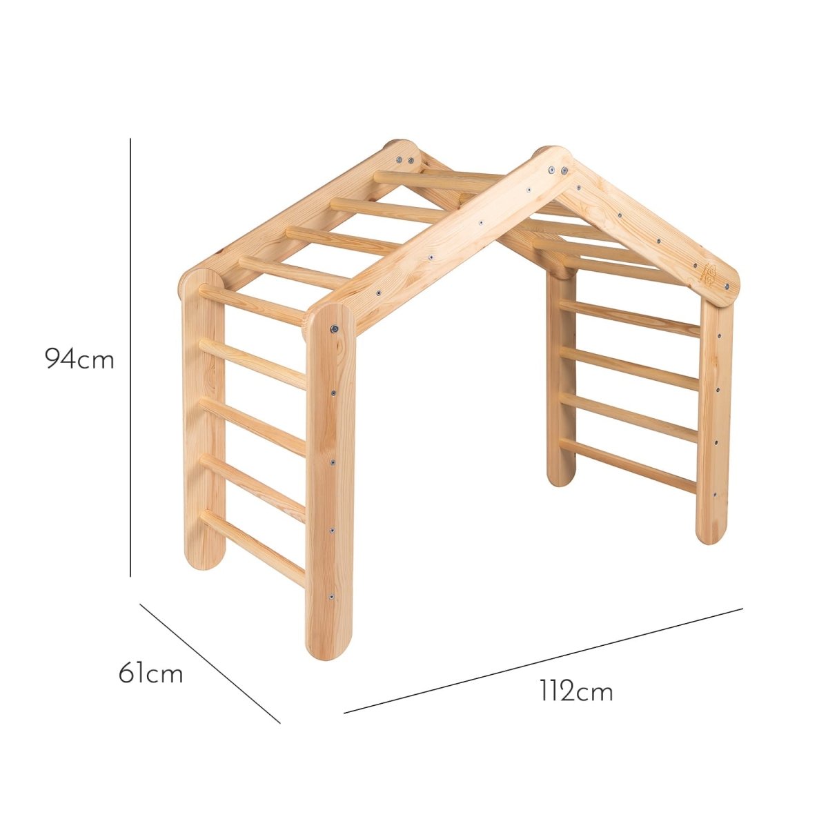 Indoor Large Wooden Montessori Climbing Ladder with Tent Cover for Kids (Blue-Grey) – Foldable Birch Plywood Frame (Natural Wood) - Tiny Tugz™