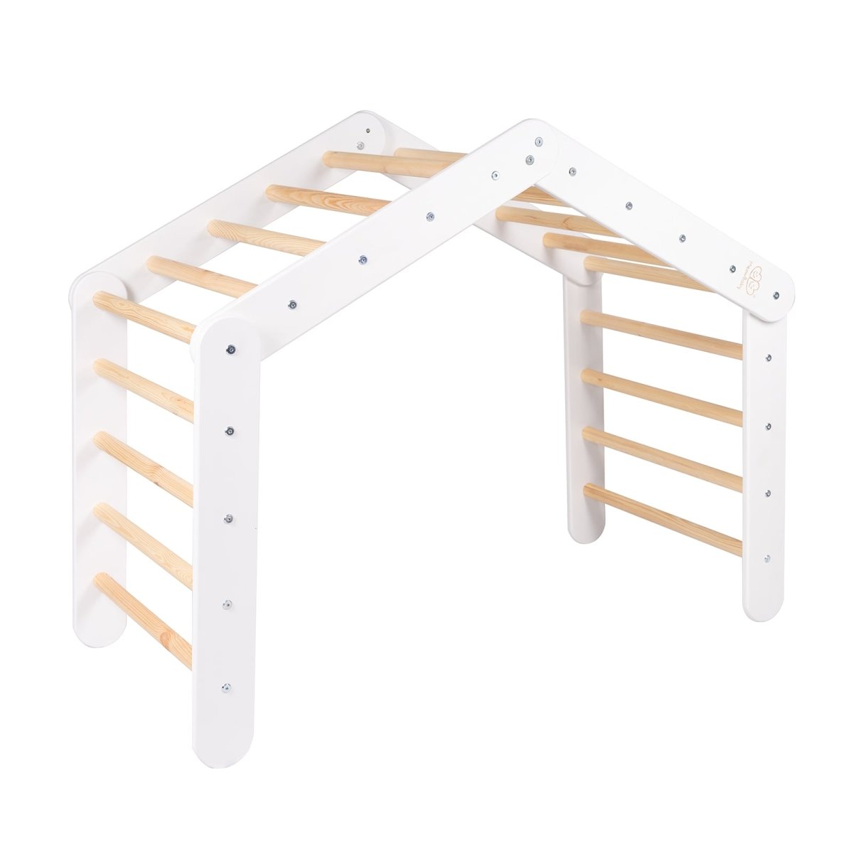Indoor Large Wooden Montessori Climbing Ladder with Tent Cover for Kids (Blue-Grey) – Foldable Birch Plywood Frame (White) - Tiny Tugz™