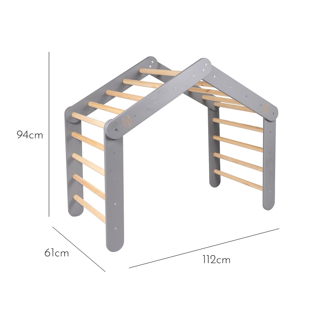 Indoor Large Wooden Montessori Climbing Ladder with Tent Cover for Kids (Pink) – Foldable Birch Plywood Frame (Grey) - Tiny Tugz™