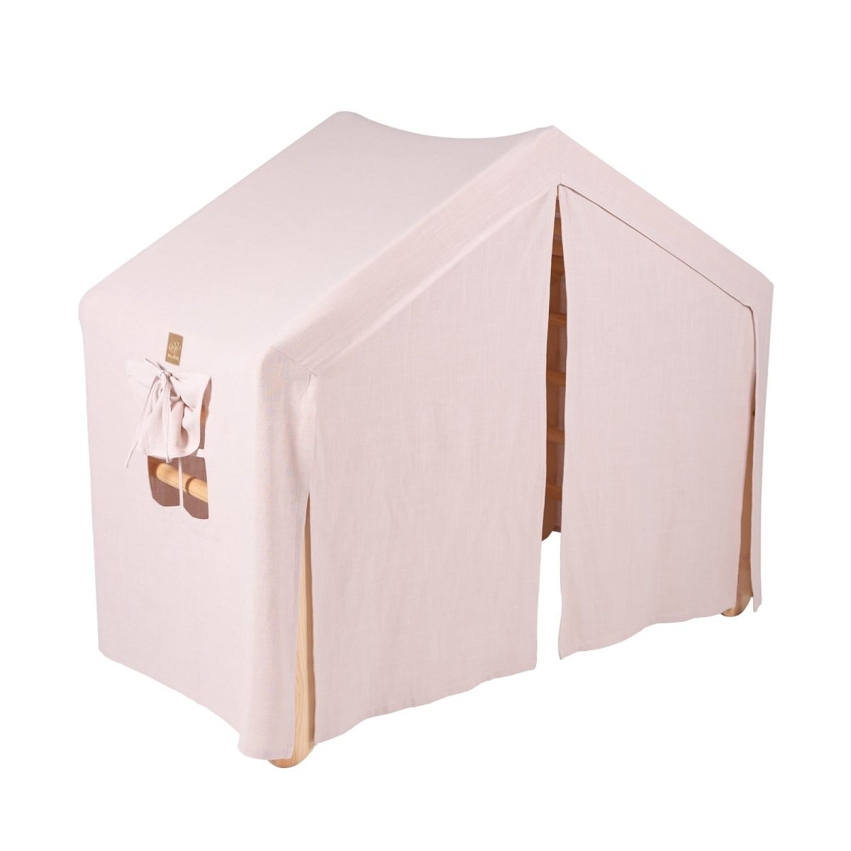 Indoor Large Wooden Montessori Climbing Ladder with Tent Cover for Kids (Pink) – Foldable Birch Plywood Frame (Natural Wood) - Tiny Tugz™