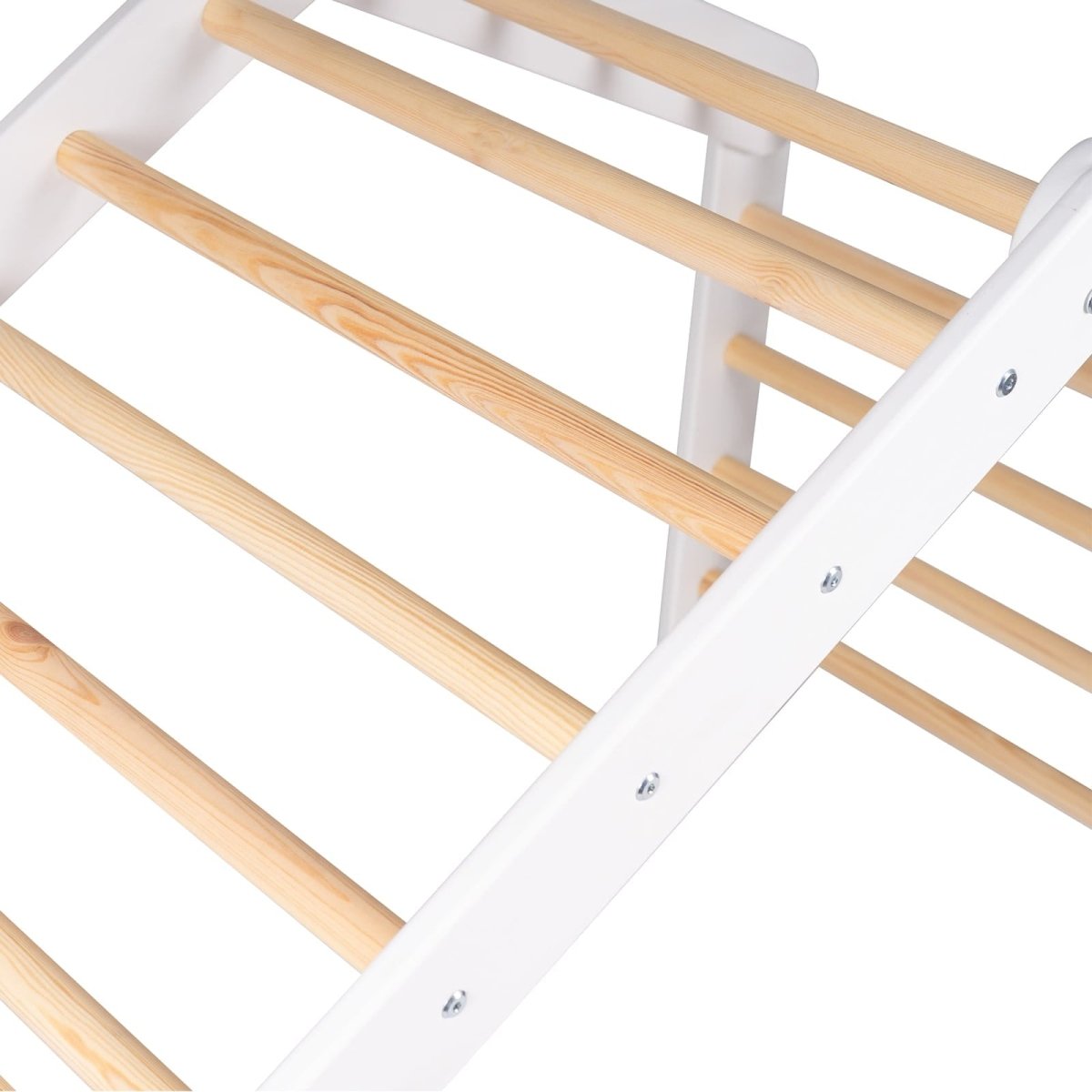 Indoor Large Wooden Montessori Climbing Ladder with Tent Cover for Kids (Pink) – Foldable Birch Plywood Frame (White) - Tiny Tugz™