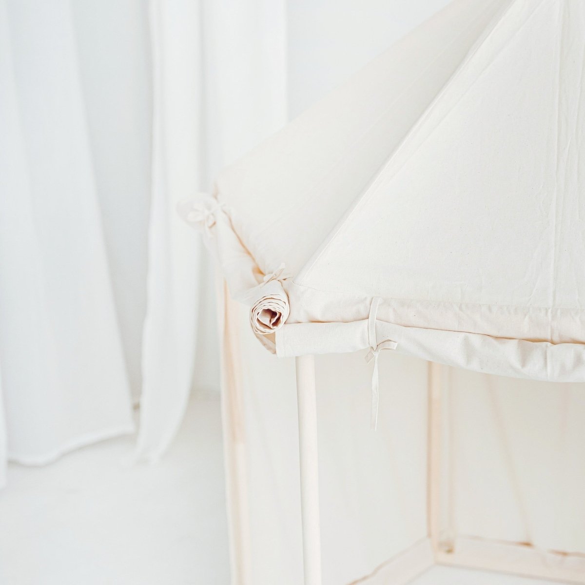 Indoor Pavilion Playhouse Tent - Natural Canvas - Wooden Frame, 120 x 120 cm - Tiny Tugz™